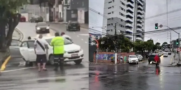 Idoso de 72 anos, sem CNH, é autor de acidente em novo semáforo na Umberto Calderaro Filho