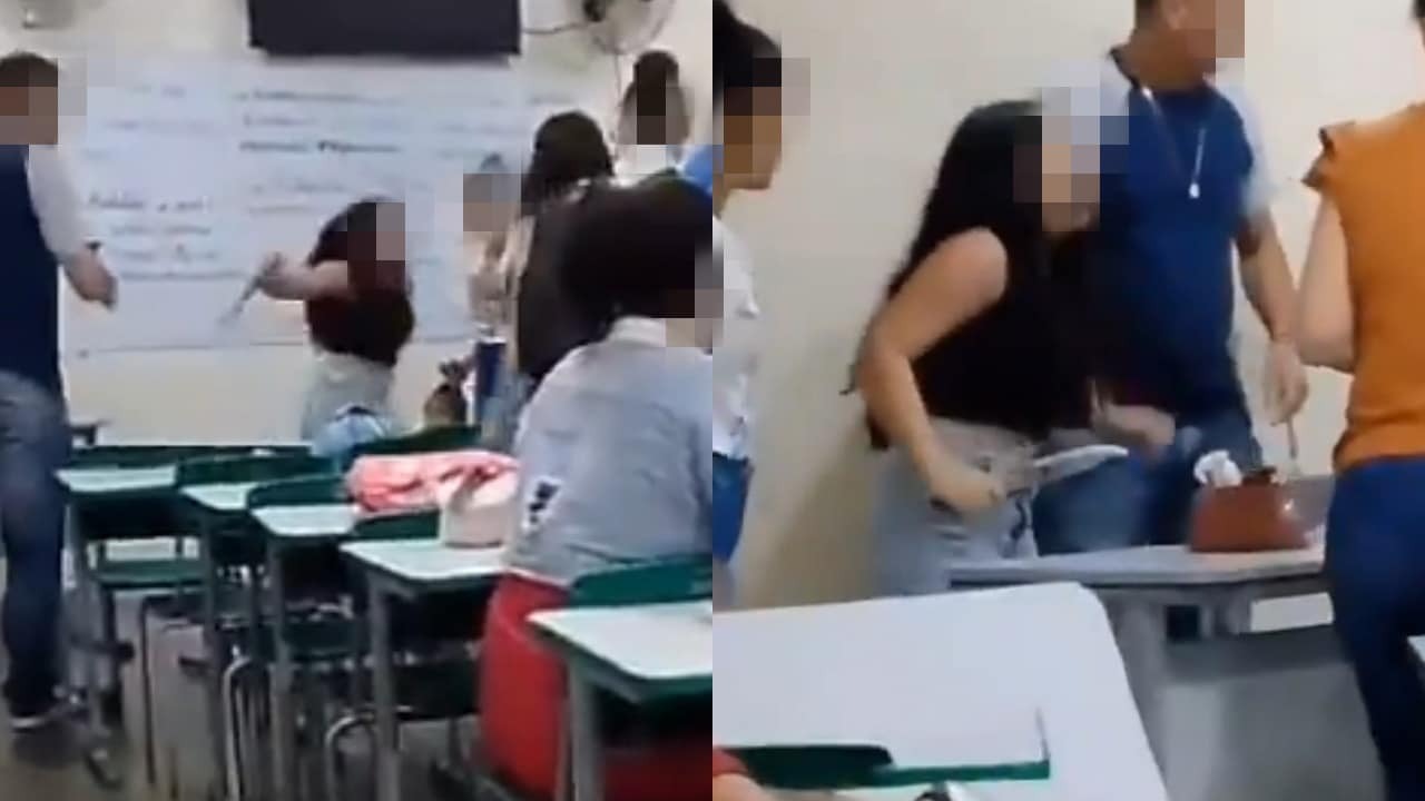 Adolescente ameaça colegas com faca em sala de aula