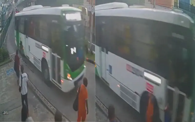 Veja momento em que ônibus esmaga perna de gari no Terminal 1