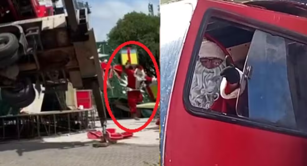 Papai Noel do guindaste que tombou no Largo estava afastado pelo INSS, diz polícia