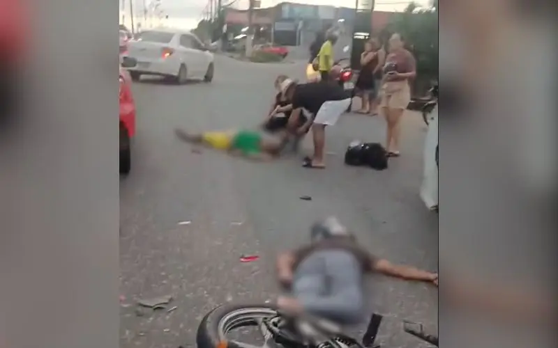 Casal sofre acidente de moto na Alameda Cosme Ferreira