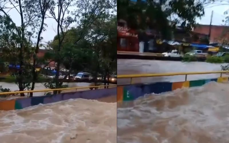 VÍDEO: Avenida Brasil vira 'rio' durante forte temporal em Manaus