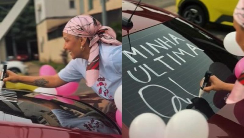 Assistente social comemora última quimioterapia e recebe buzinaço de apoio em Manaus