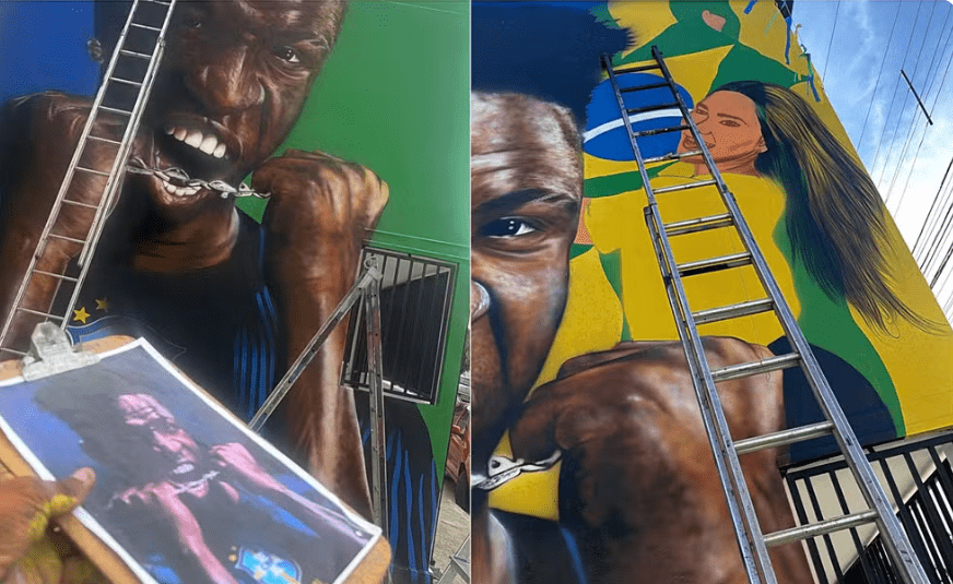 Imagem de Virginia é apagada de mural em rua decorada para a Copa após término com Vini Jr