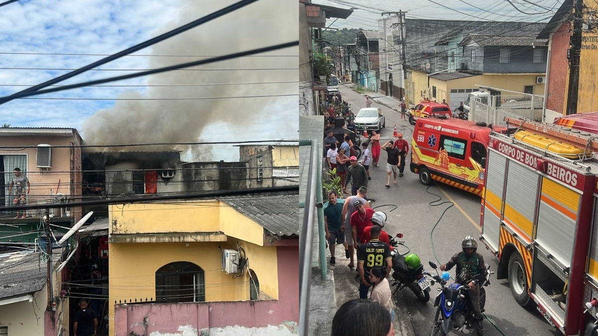 incêndio atinge casa no Coroado e moradores se unem para combater fogo
