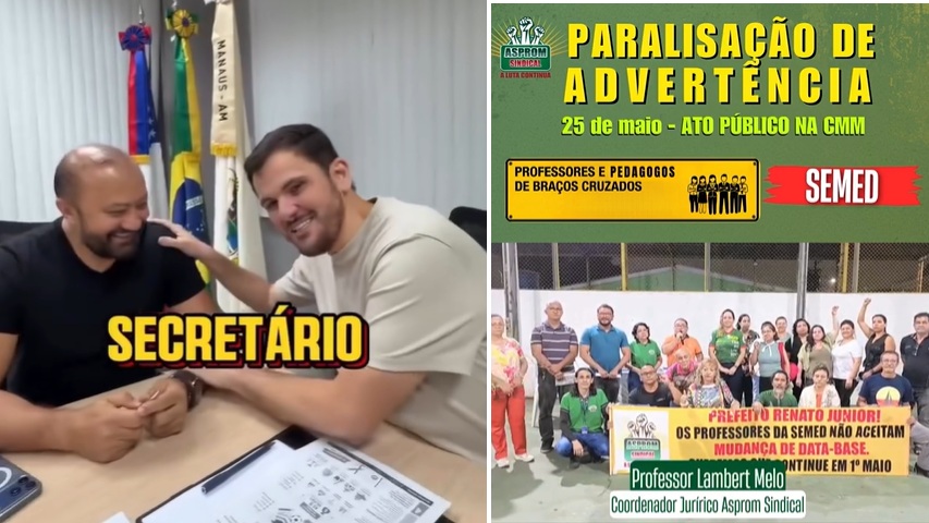 Educadores criticaram Renato Júnior, secretário Arone Bentes e anunciam paralisação para o dia 25 em Manaus