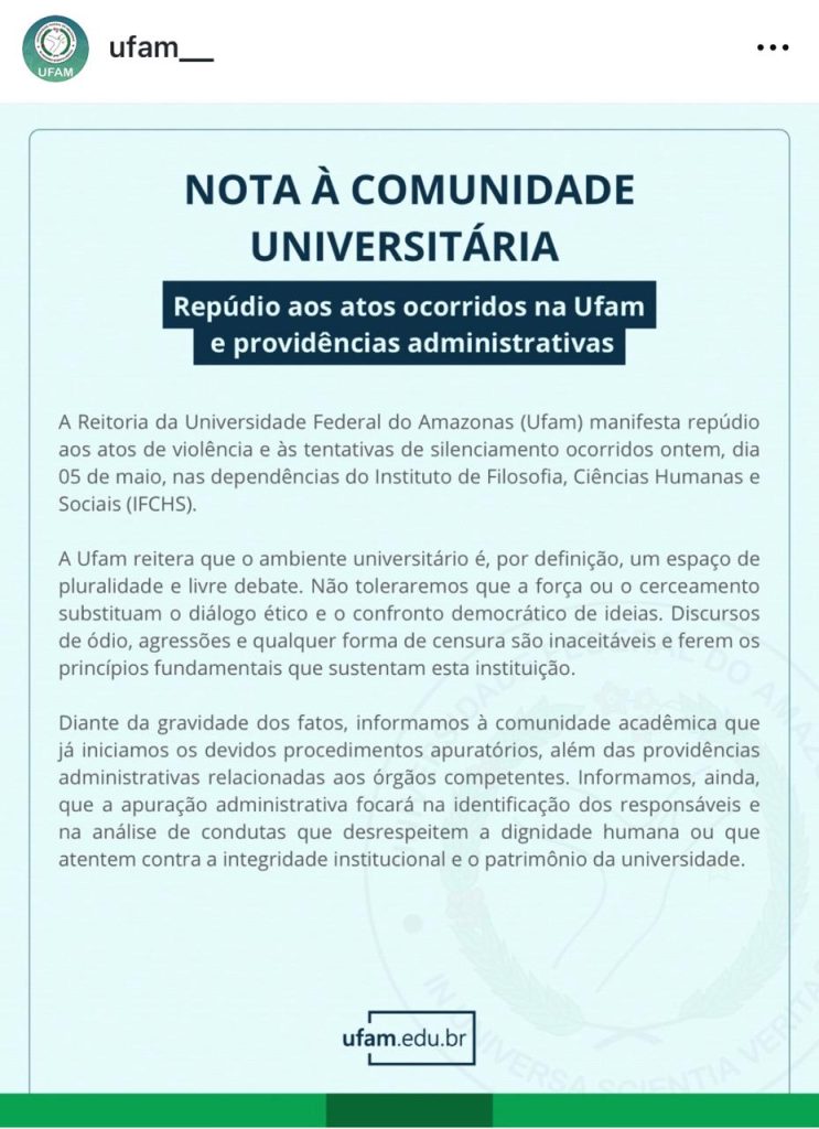 Ufam repudia confusão envolvendo vereador Rosses e anuncia investigação