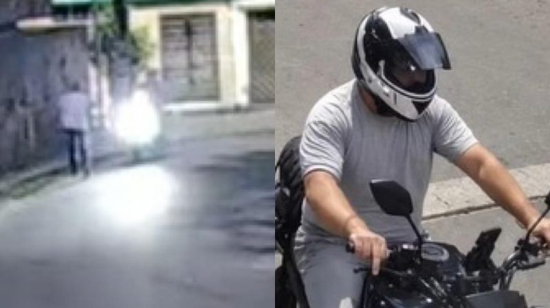 Criminoso circula de moto pela rua antes de assaltar mulher em Manaus