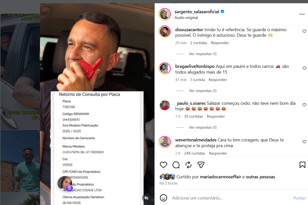 Em meio à comoção por assassinato de empresário, Salazar acusa Roberto Cidade de ganhar dinheiro com aluguel de viaturas