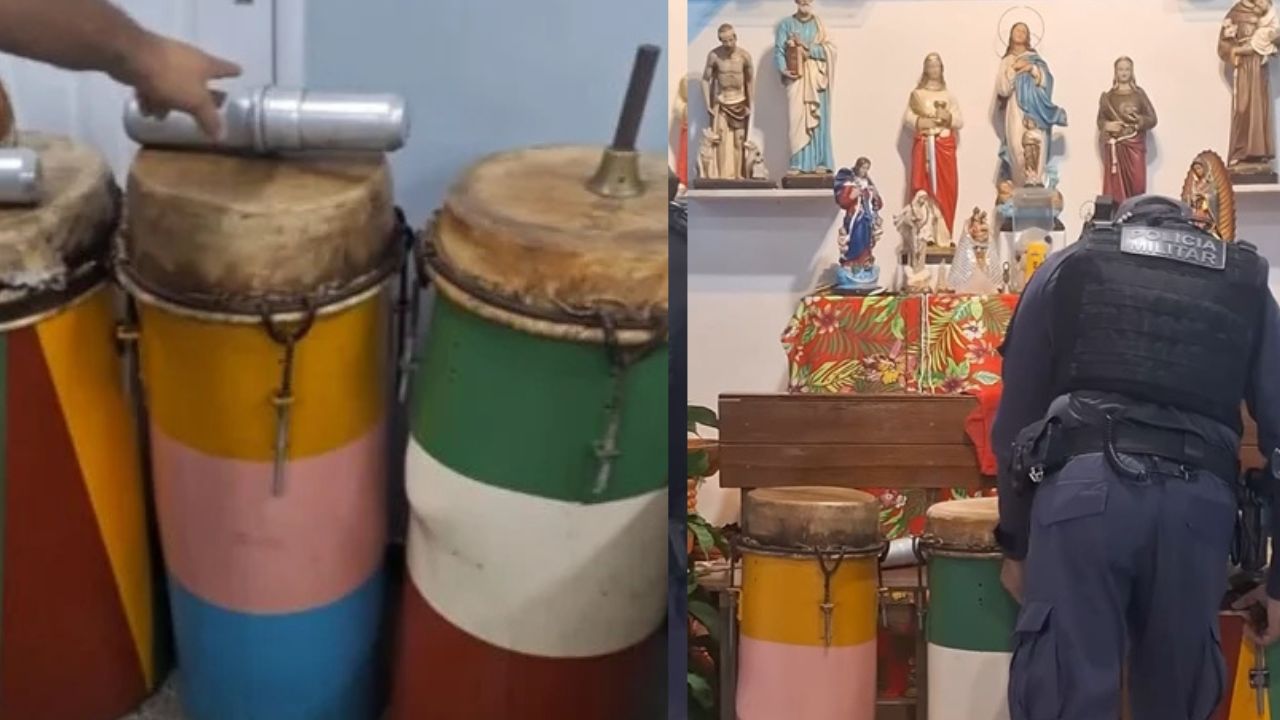 VÍDEOS: PM apreende instrumentos de terreiro e caso gera denúncia de intolerância religiosa em Manaus
