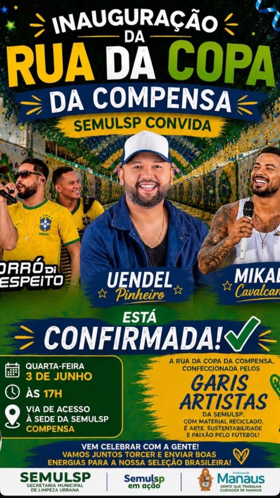 Rua da Copa da Compensa é inaugurada nesta quarta com shows gratuitos; veja programação