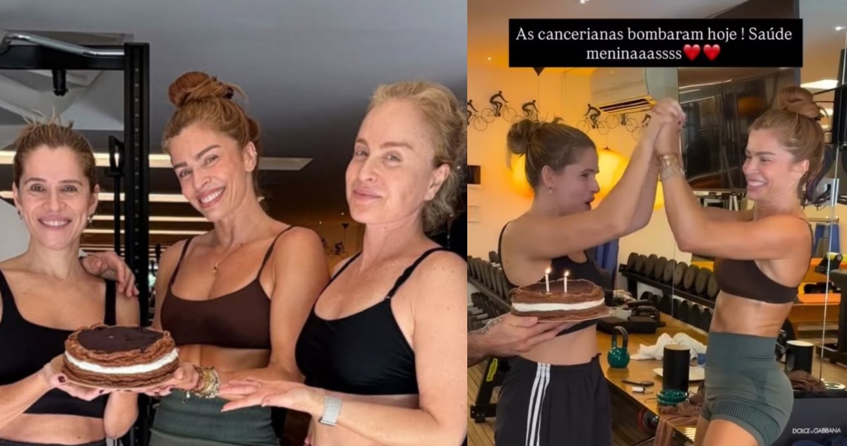 Angélica celebra aniversários de Ingrid Guimarães e Grazi Massafera durante treino