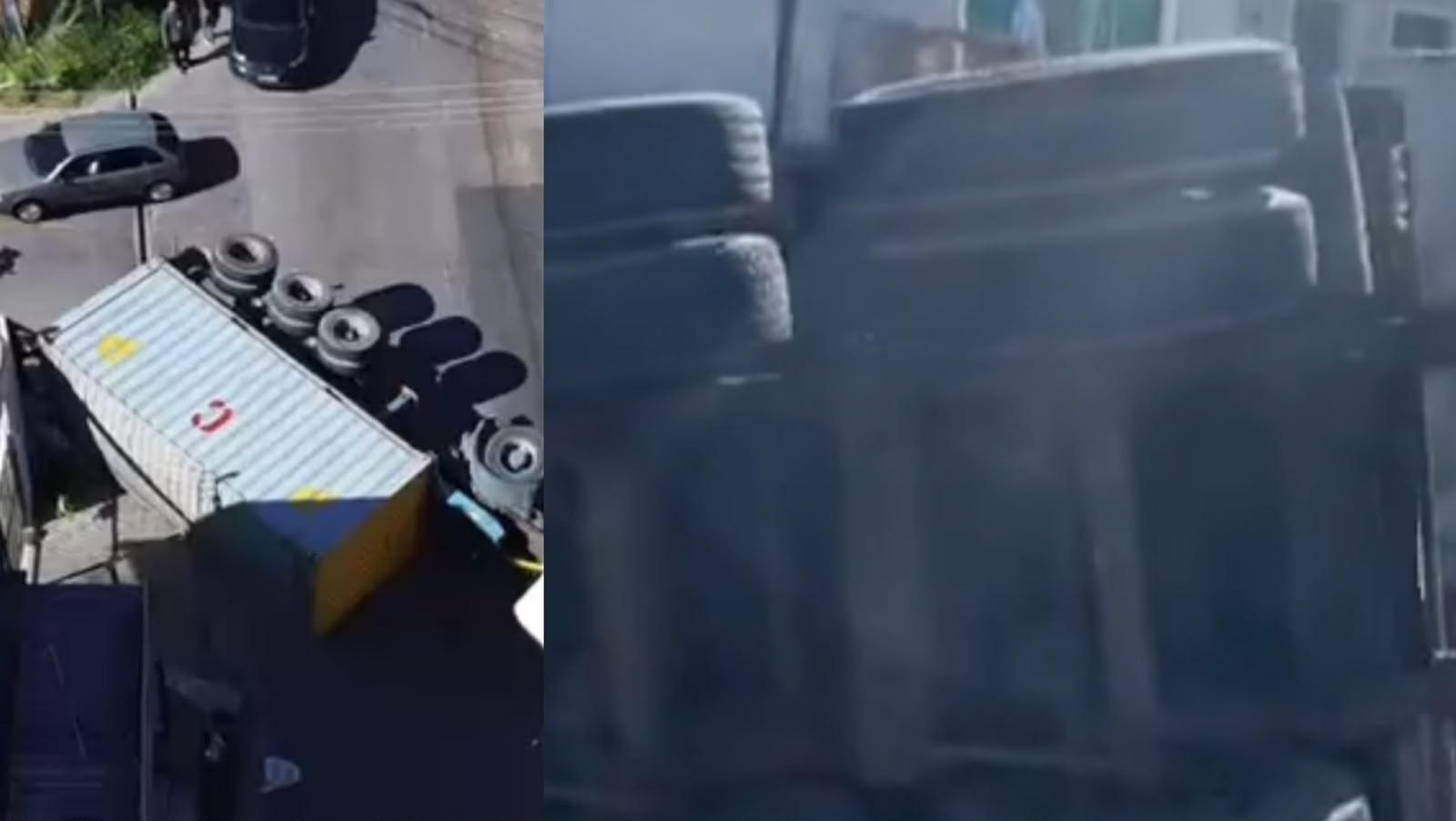 Carreta tomba ao fazer curva e interdita avenida na zona Norte de Manaus