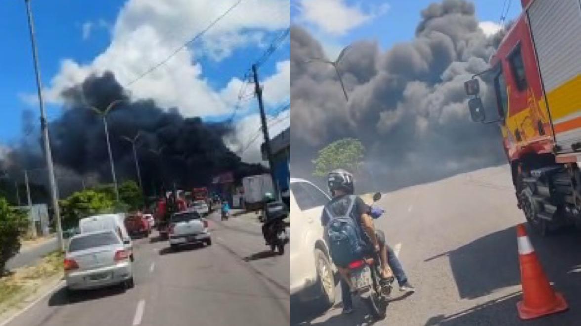 Incêndio em área de mata cobre avenida de fumaça e assusta motoristas em Manaus