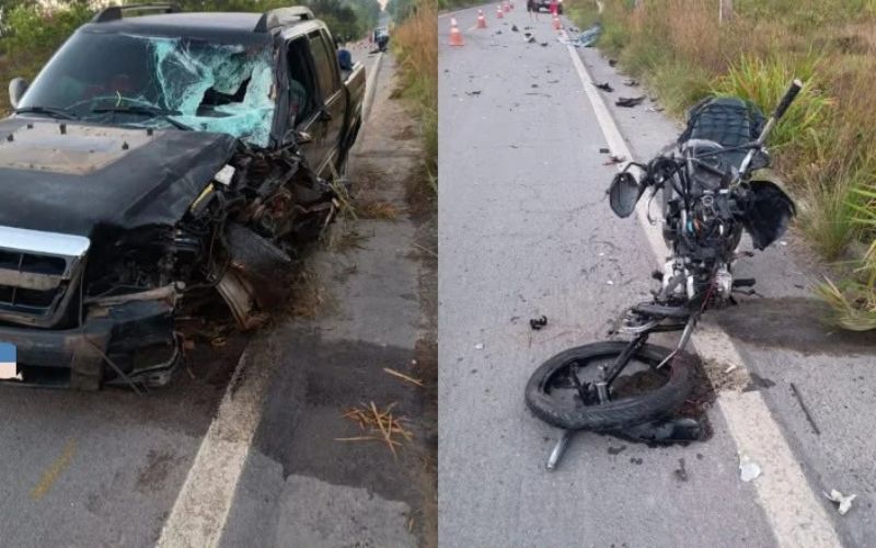 Casal morre em grave acidente entre moto e carro na BR-174, no Amazonas