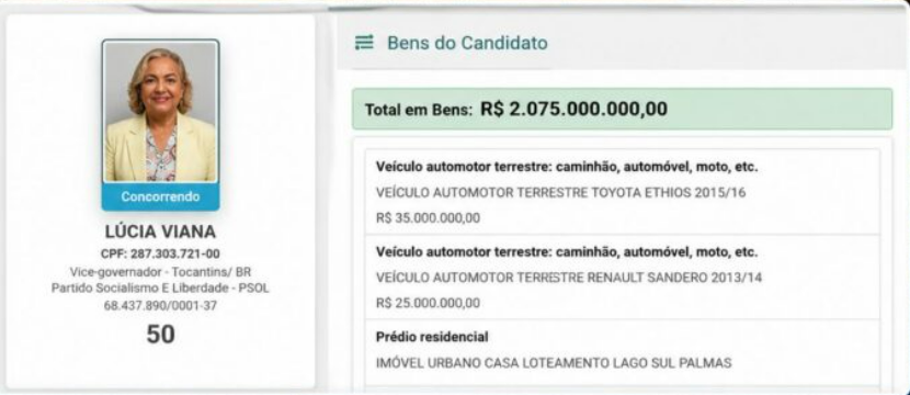 Candidata do PSOL declara mais de R$ 2 bilhões em patrimônio