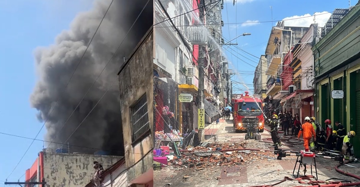 Incêndio em loja assusta comerciantes e toma Centro de Manaus com fumaça