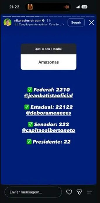 Nikolas Ferreira exclui Maria do Carmo Seffair da lista de candidatos do PL apoiados por ele no Amazonas