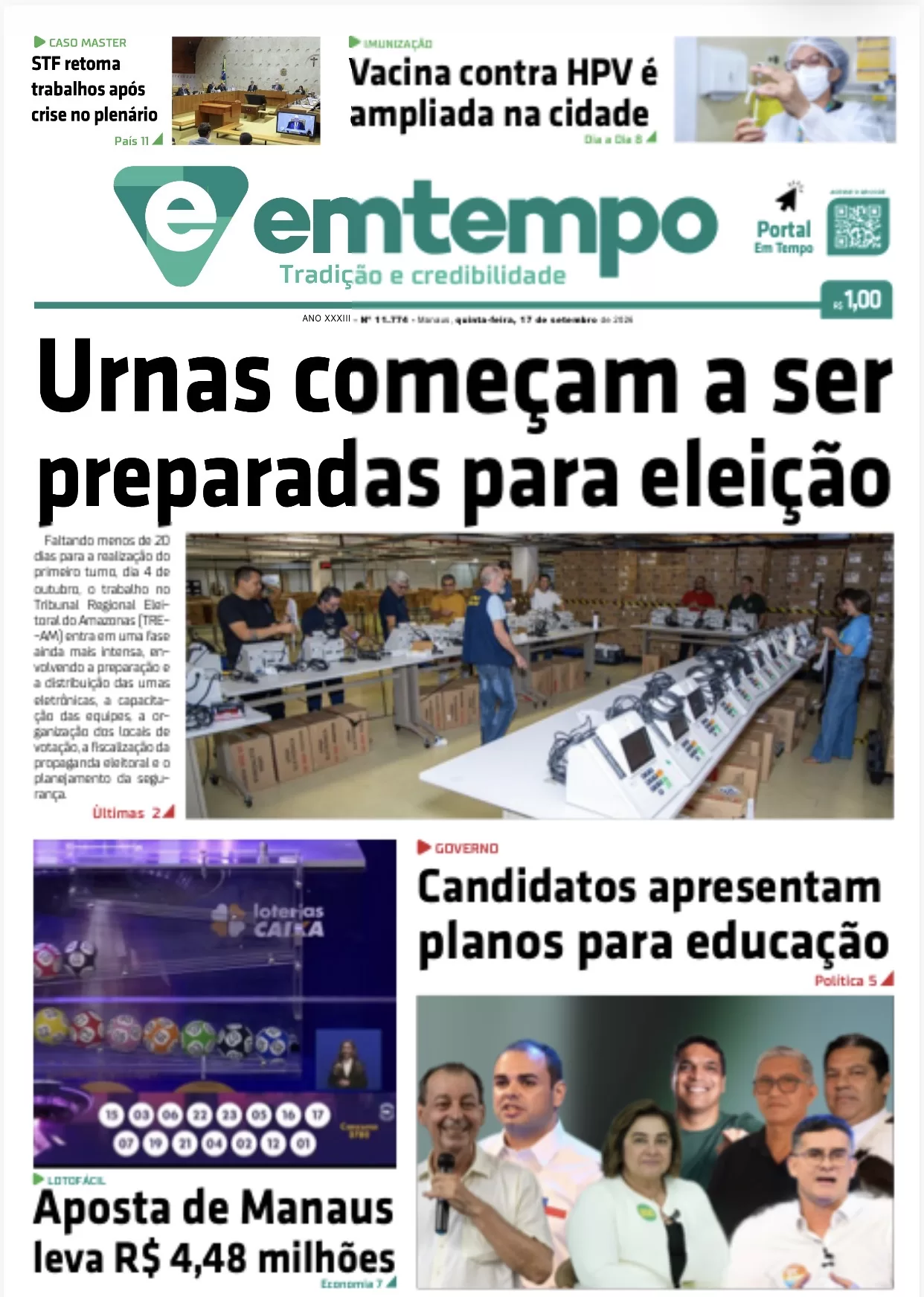 Jornal Em Tempo – quinta-feira, 17 de setembro de 2026