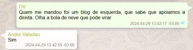 Banco Master: A amigo, Vorcaro se disse apoiador da direita